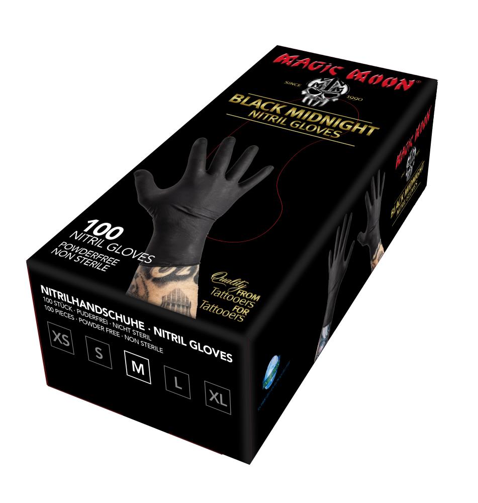 Black Midnight Nitril Size M, puderfrei ,100 St-10er Pack