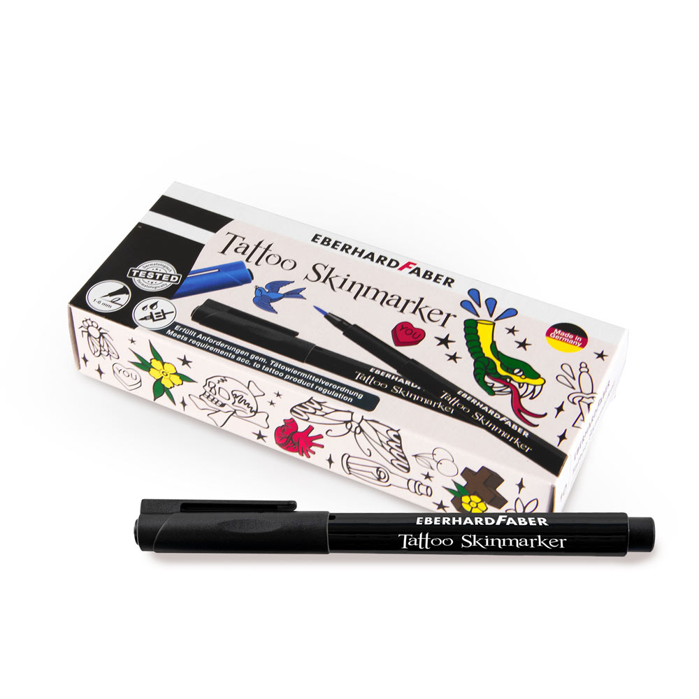 Eberhard Faber Tattoo Skinmarker Soft Brush schwarz - 10 Stück