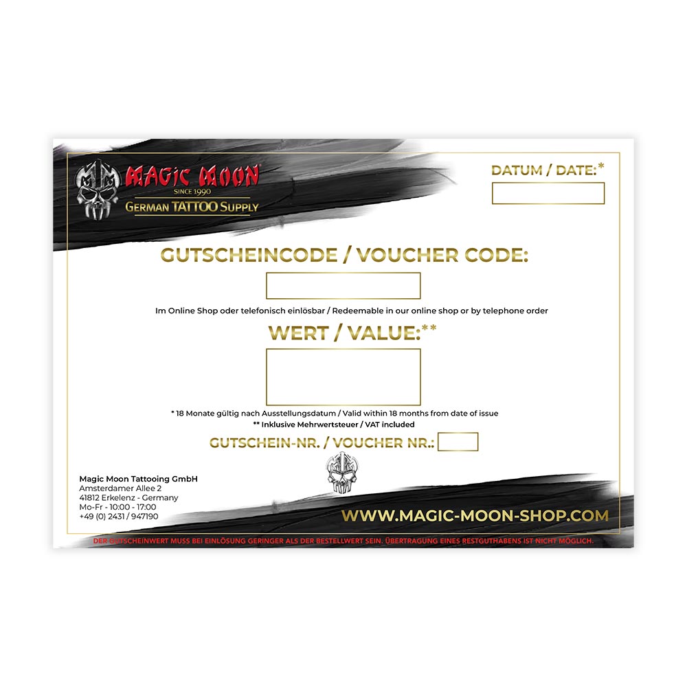 Gutschein für den Magic Moon Tattooing Supply