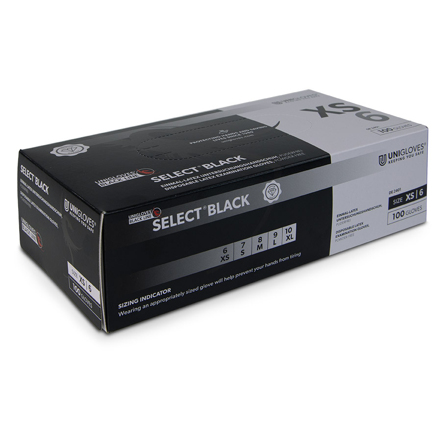 Latexhandschuhe Select Black Size , puderfrei ,100Stk.-10er