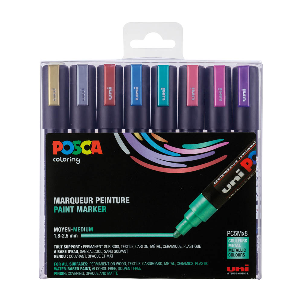 UNI Marker POSCA PC-5M Metallic Set of 8