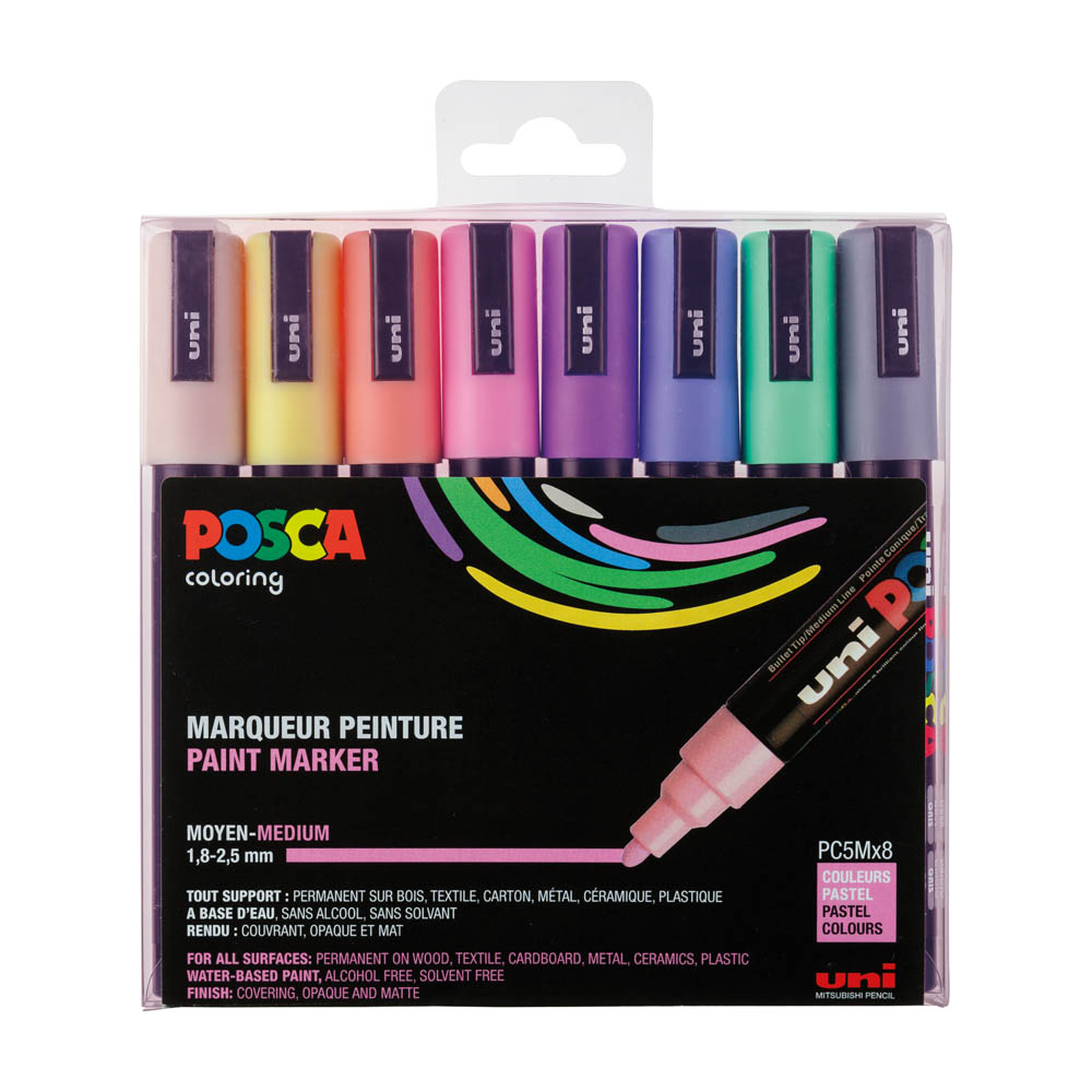 UNI Marker POSCA PC-5M Pastel Set of 8