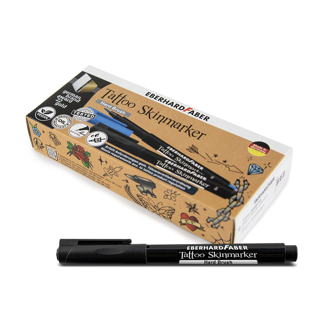 Eberhard Faber Tattoo Skinmarker Hard Brush schwarz -10 Stück