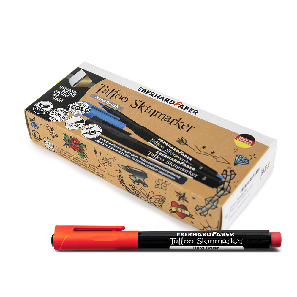 Eberhard Faber Tattoo Skinmarker Hard Brush red  - 10 Stück