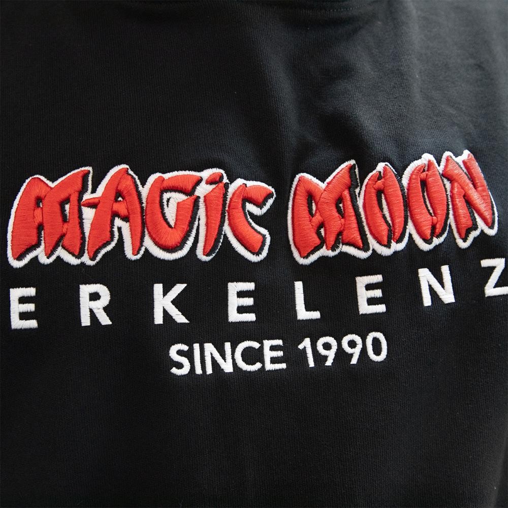 Magic Moon Hoody black with 3D embroidery and flock print L