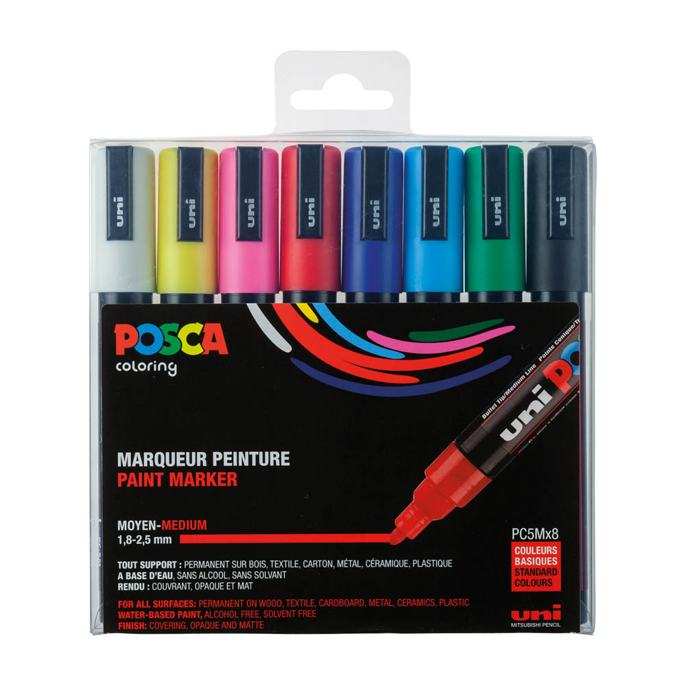 UNI Marker POSCA PC-5M Basic Set of 8