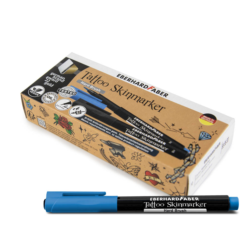 Eberhard Faber Tattoo Skinmarker Hard Brush blau -10 Stück