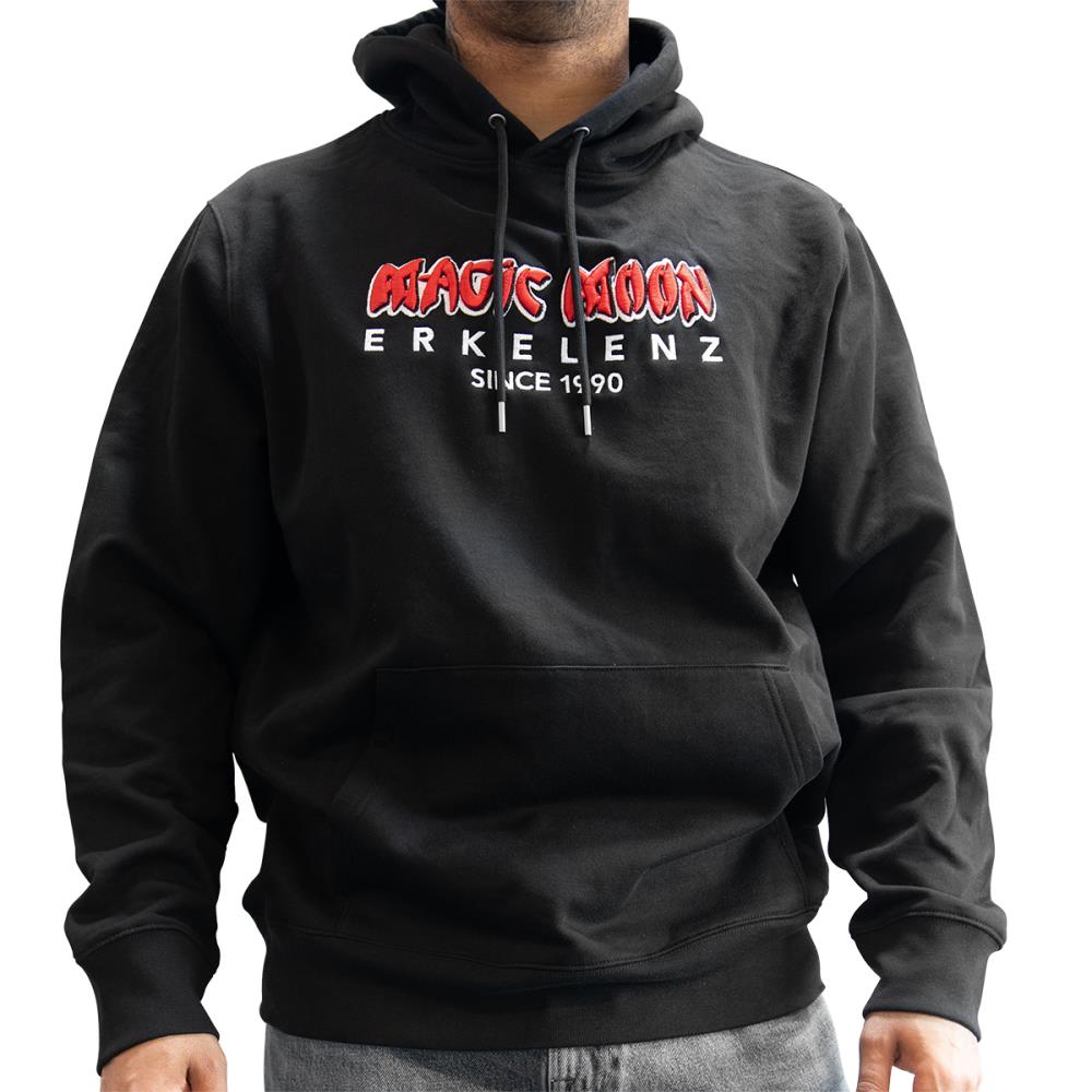 Magic Moon Hoody black with 3D embroidery and flock print L