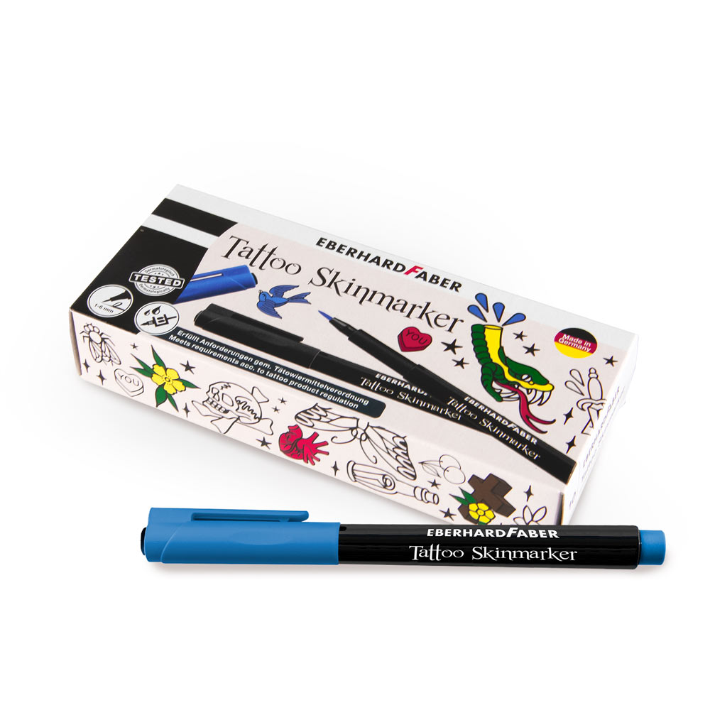 Eberhard Faber Tattoo Skinmarker blau Soft Tip-10 Stück
